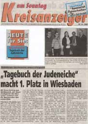 "Tagebuch der Judeneiche" macht 1. Platz in Wiesbaden